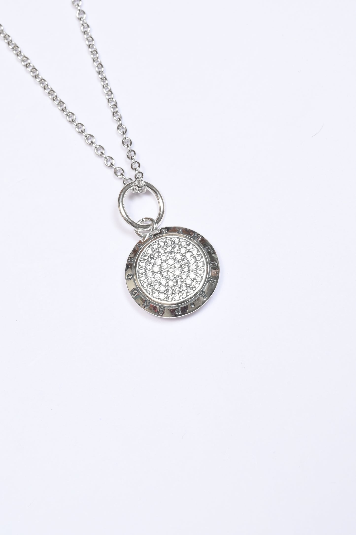 Pandora Coin Zircon Pendant With Link Chain
