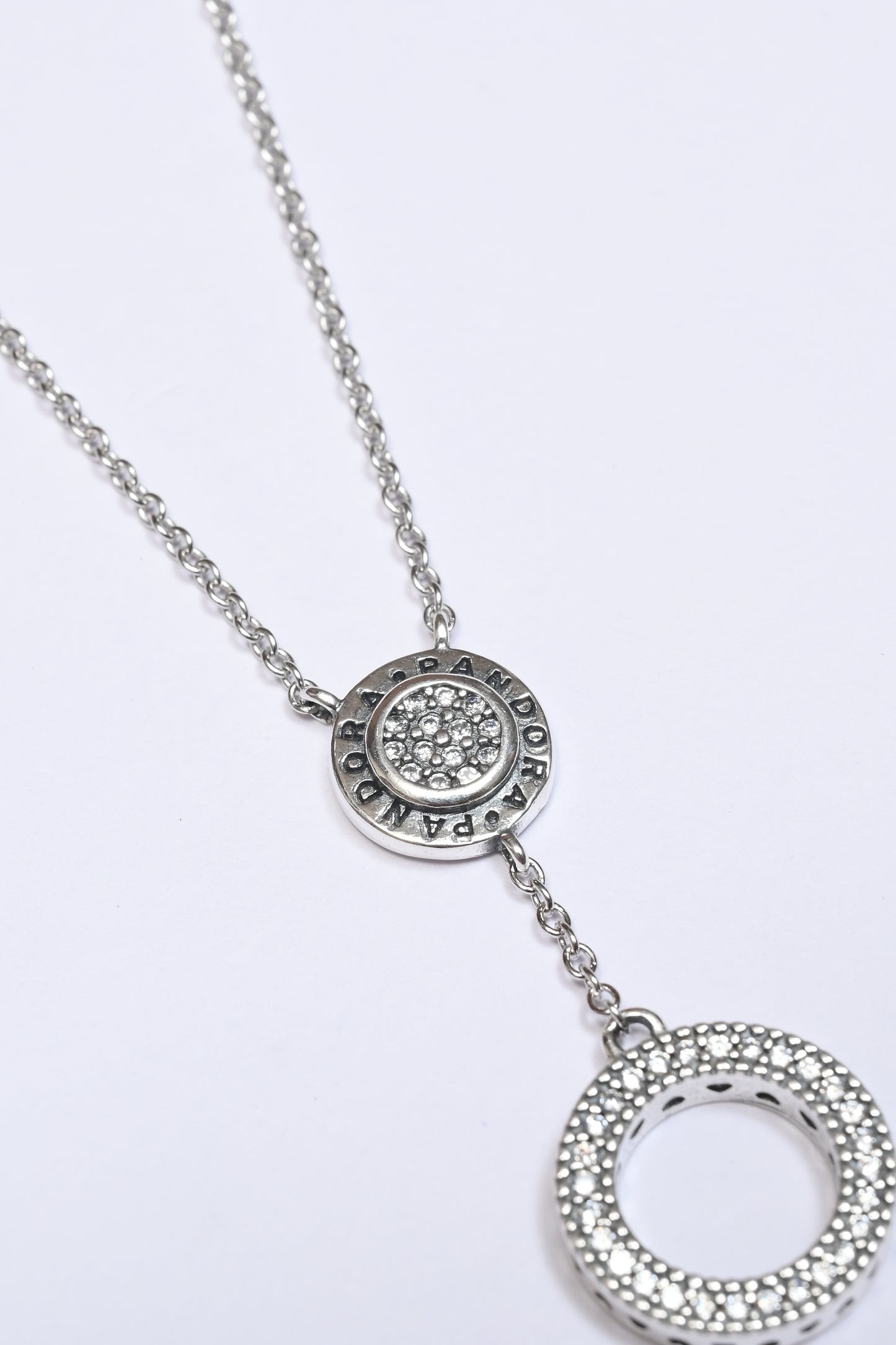 Dropping Pandora Double Ring Necklace