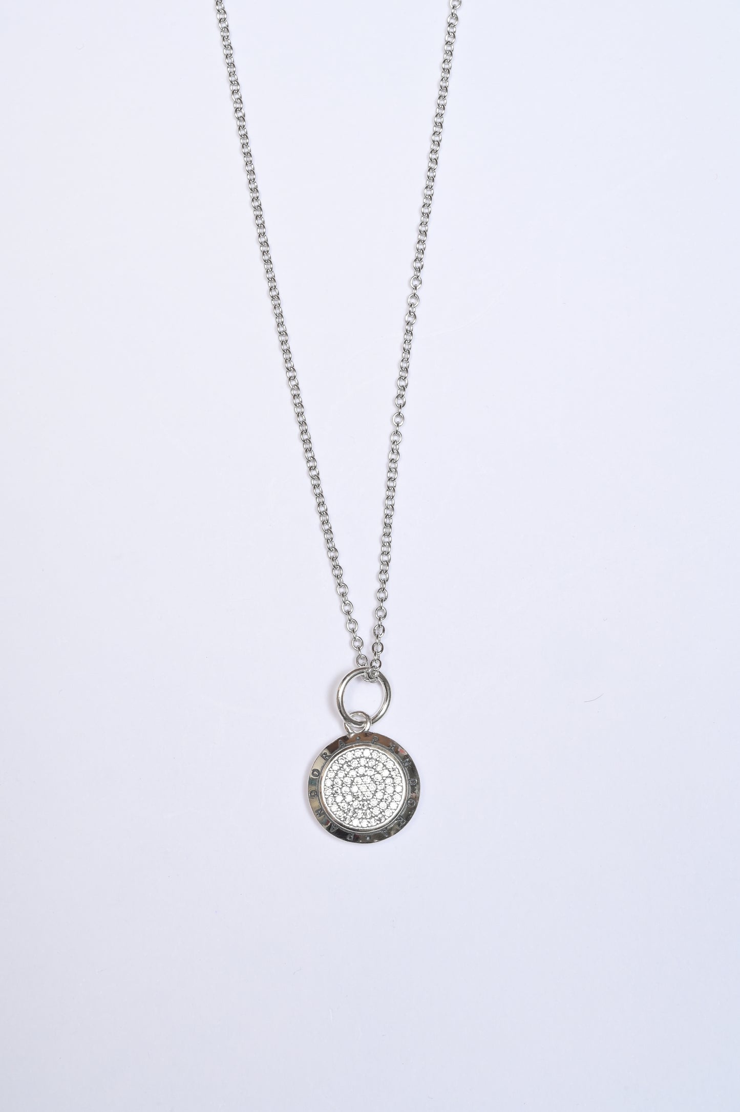 Pandora Coin Zircon Pendant With Link Chain