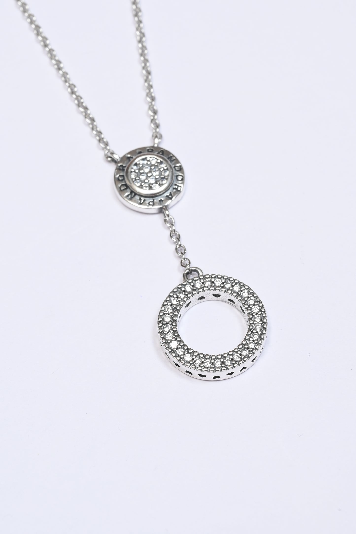 Dropping Pandora Double Ring Necklace