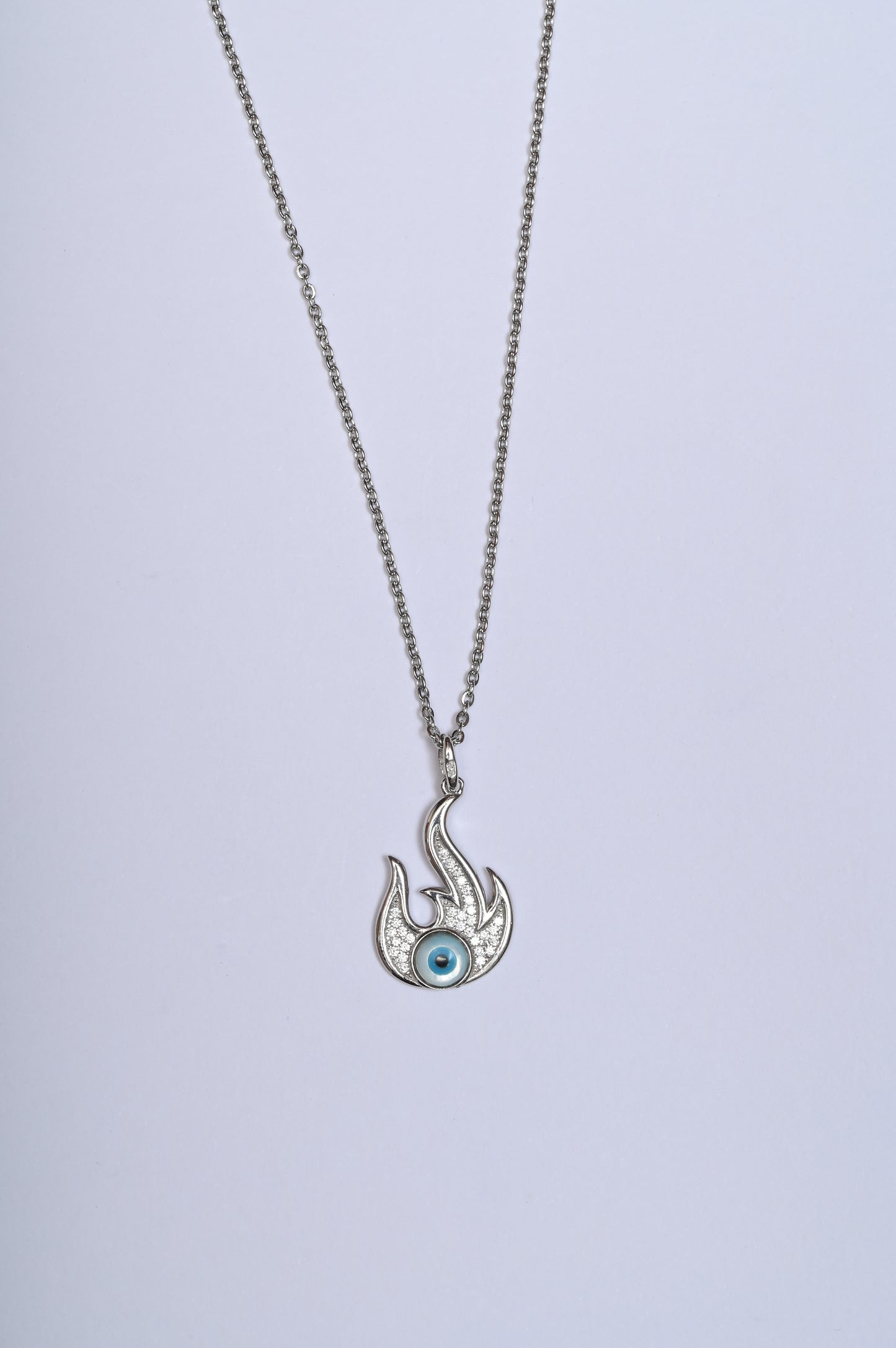 Fiery Evil Eye 925 Silver Necklace