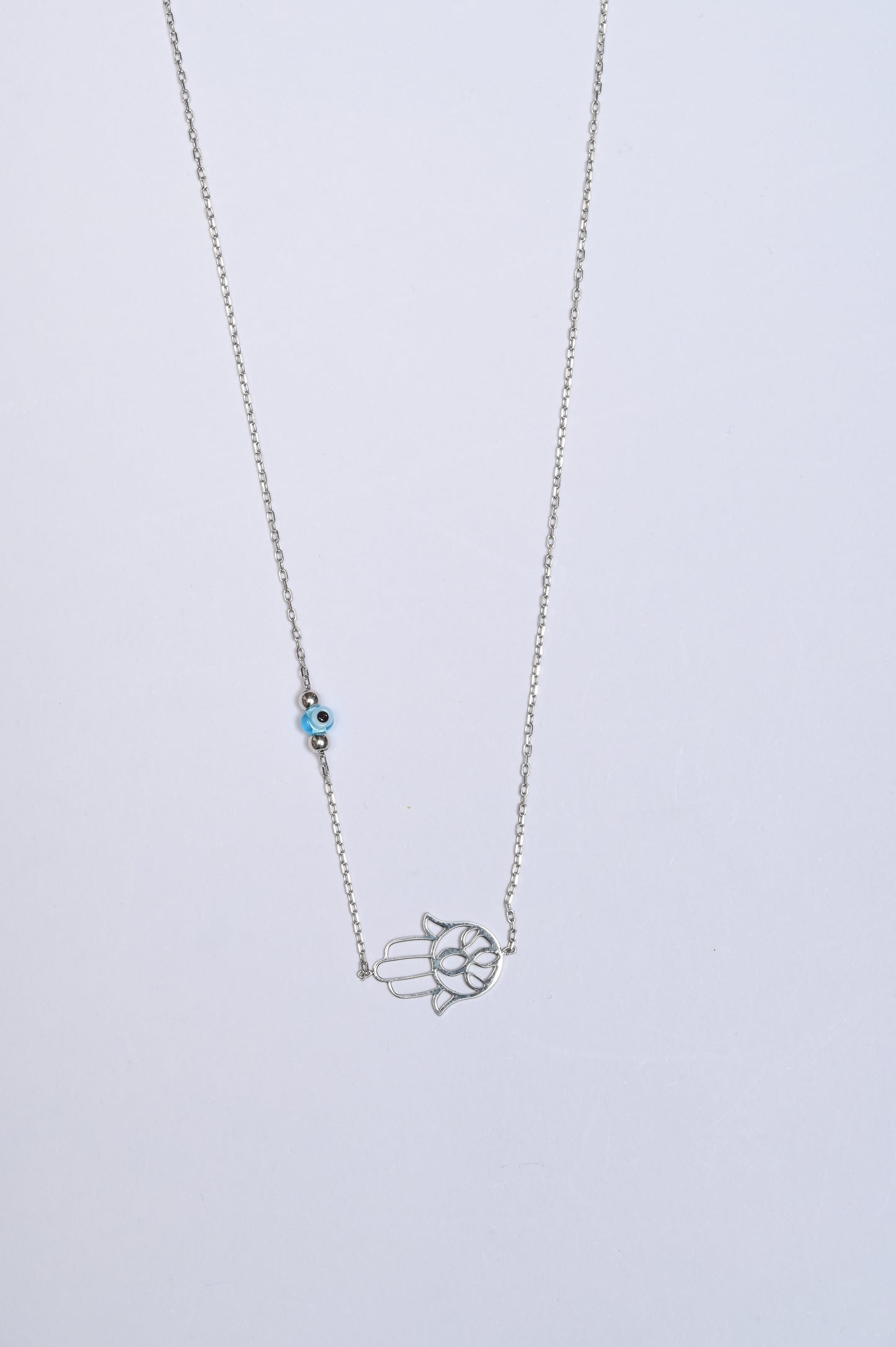 Grace Hamsha Minimal Evil Eye Charm Necklace