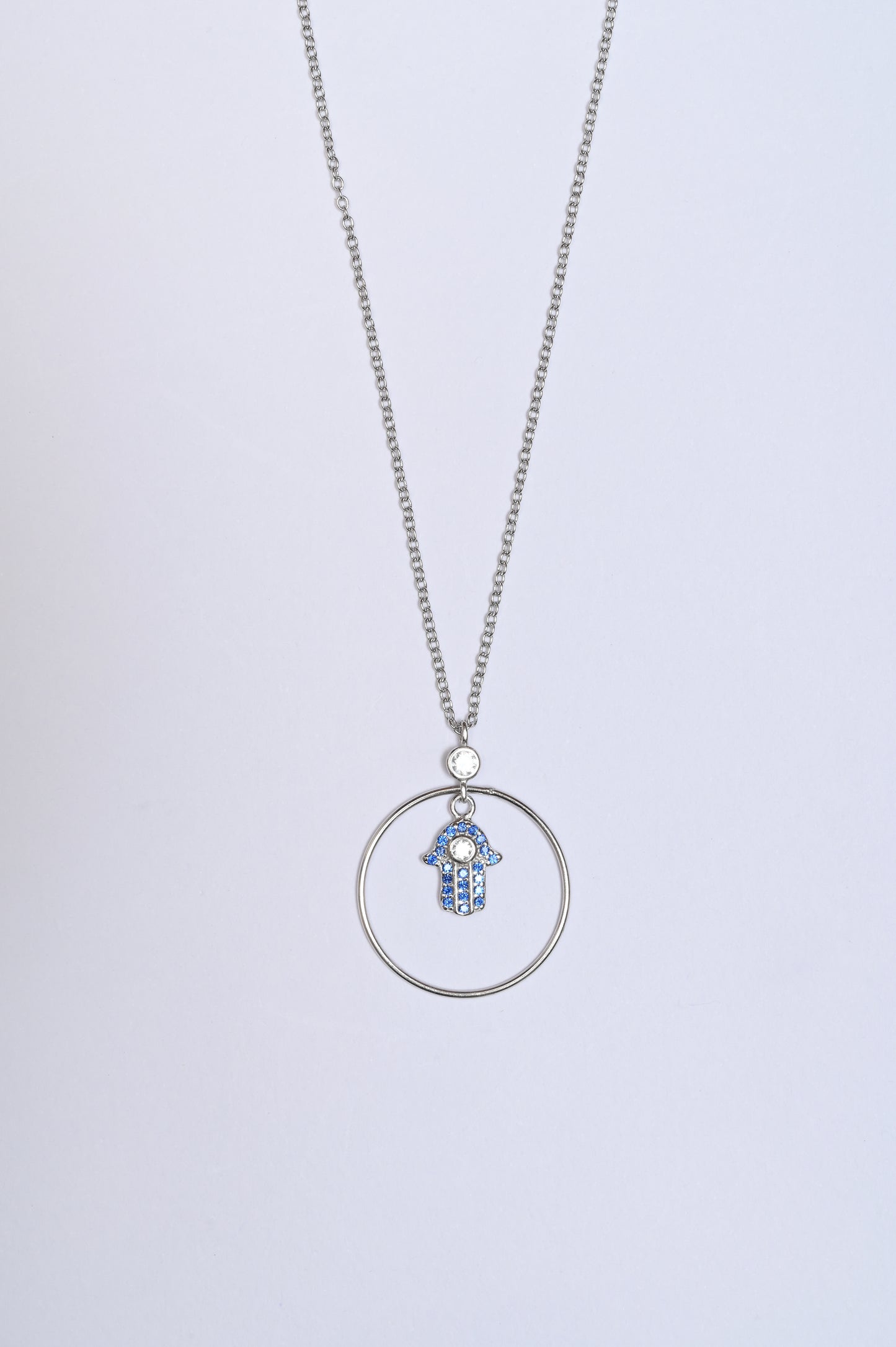 Hamsha Evil Eye Ring 925 Silver Necklace