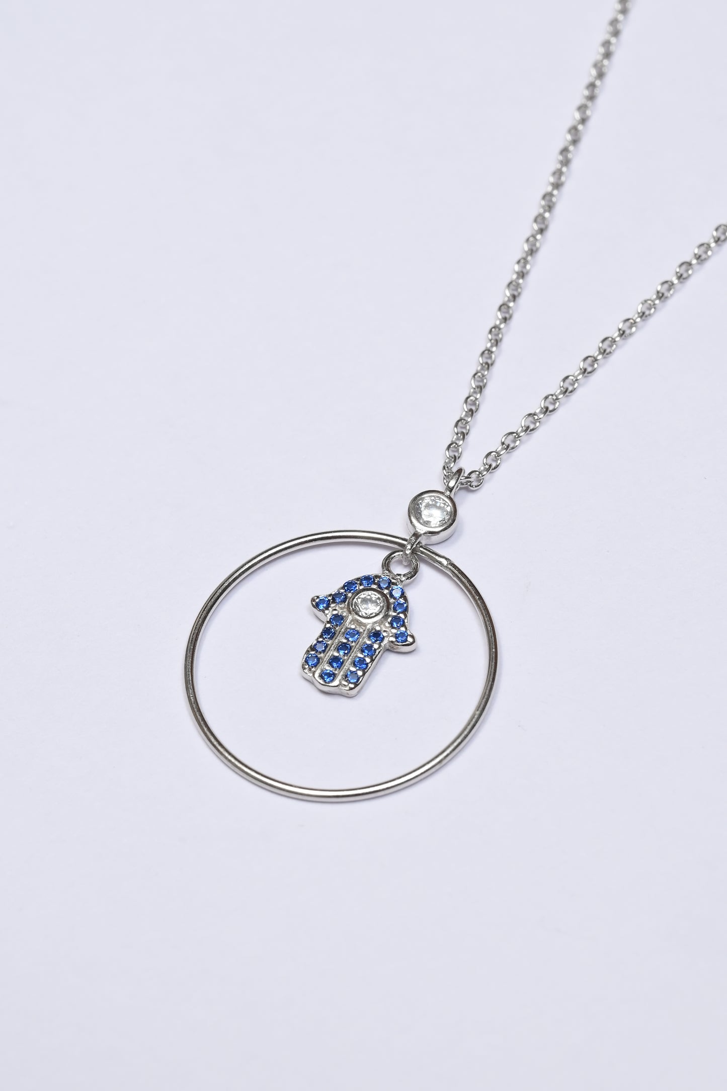 Hamsha Evil Eye Ring 925 Silver Necklace
