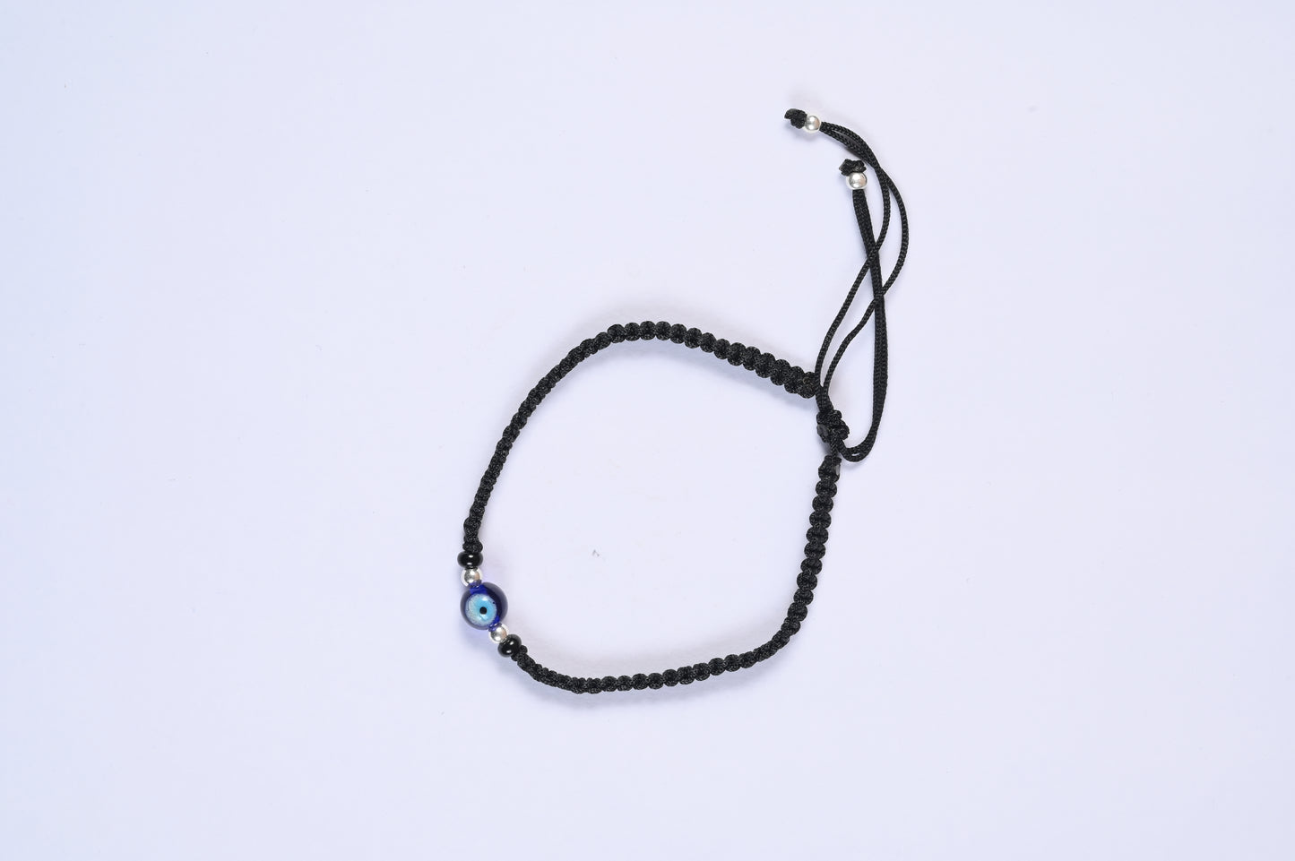 Evil Eye Black Thread Adjustable 925 Silver Anklet