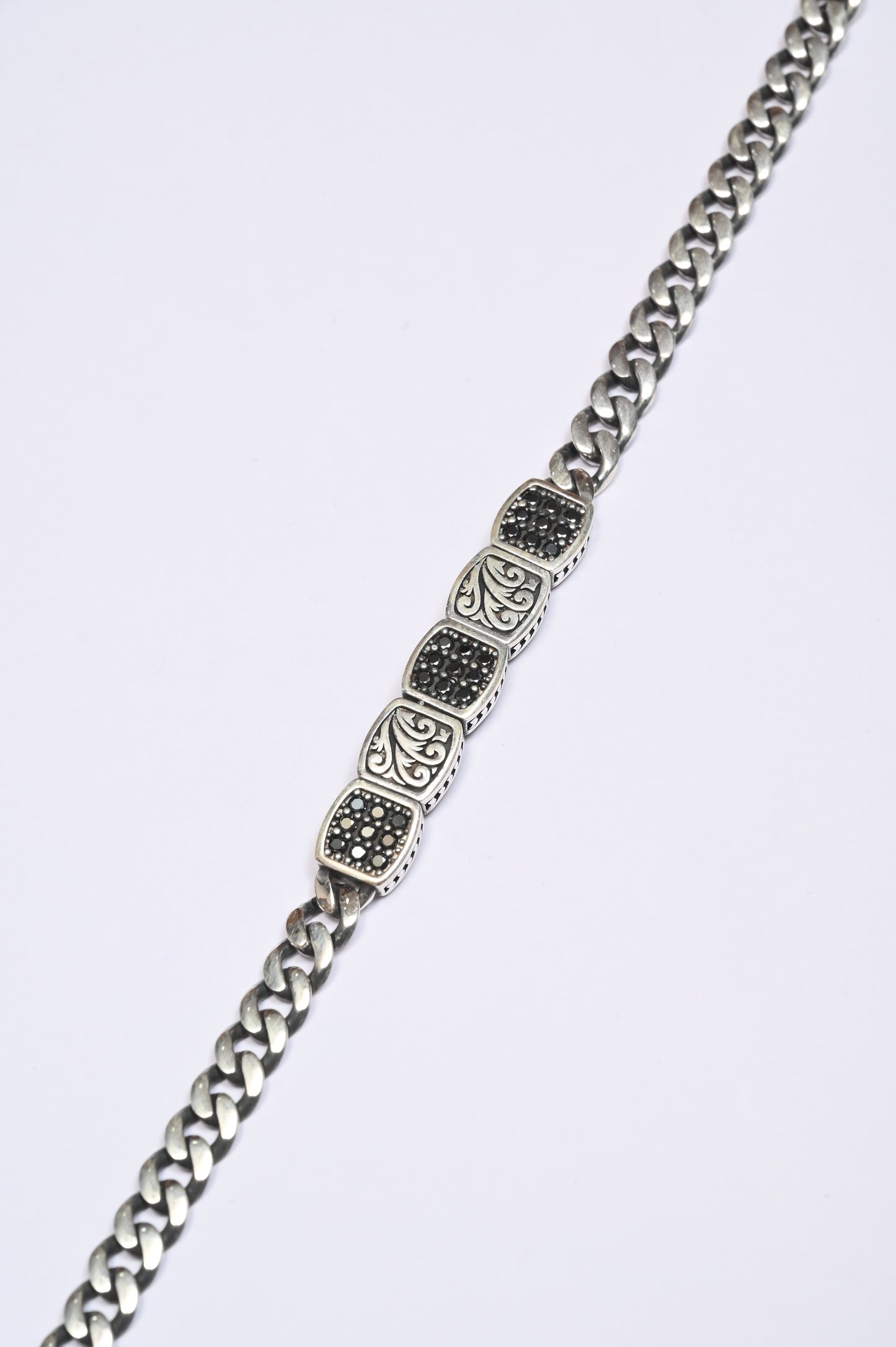 Squares Antique-Oxodised Cuban 925 Silver