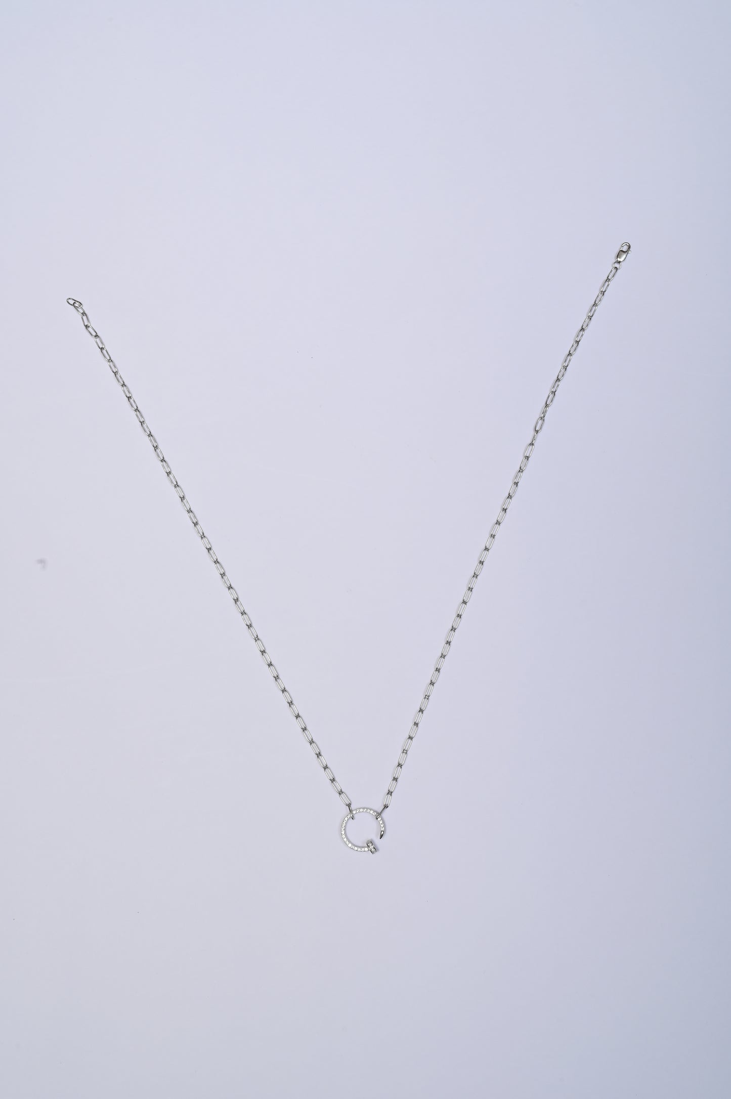 Circular Nailed Diamond C Collection 925 Silver Necklace
