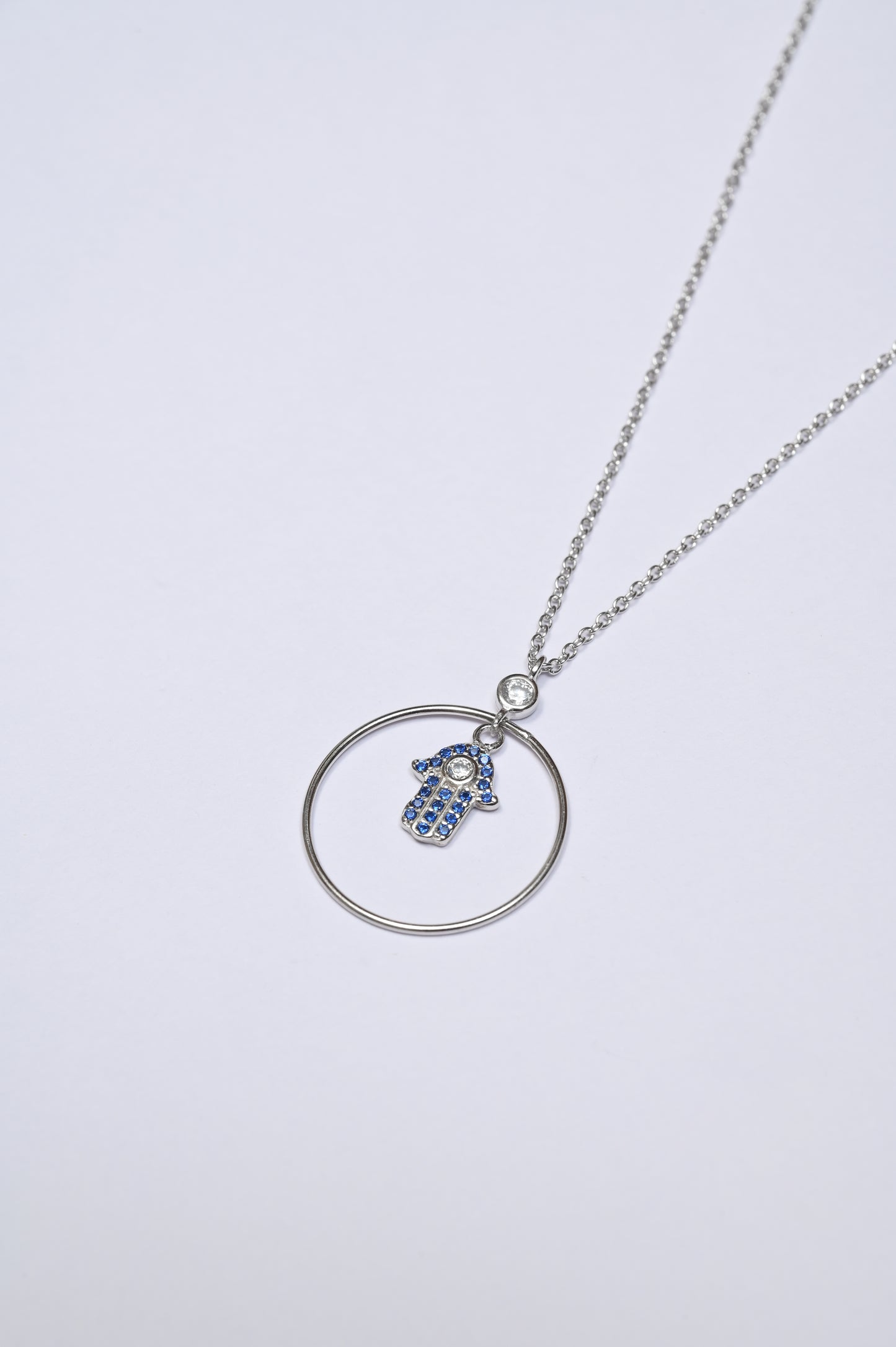 Hamsha Evil Eye Ring 925 Silver Necklace