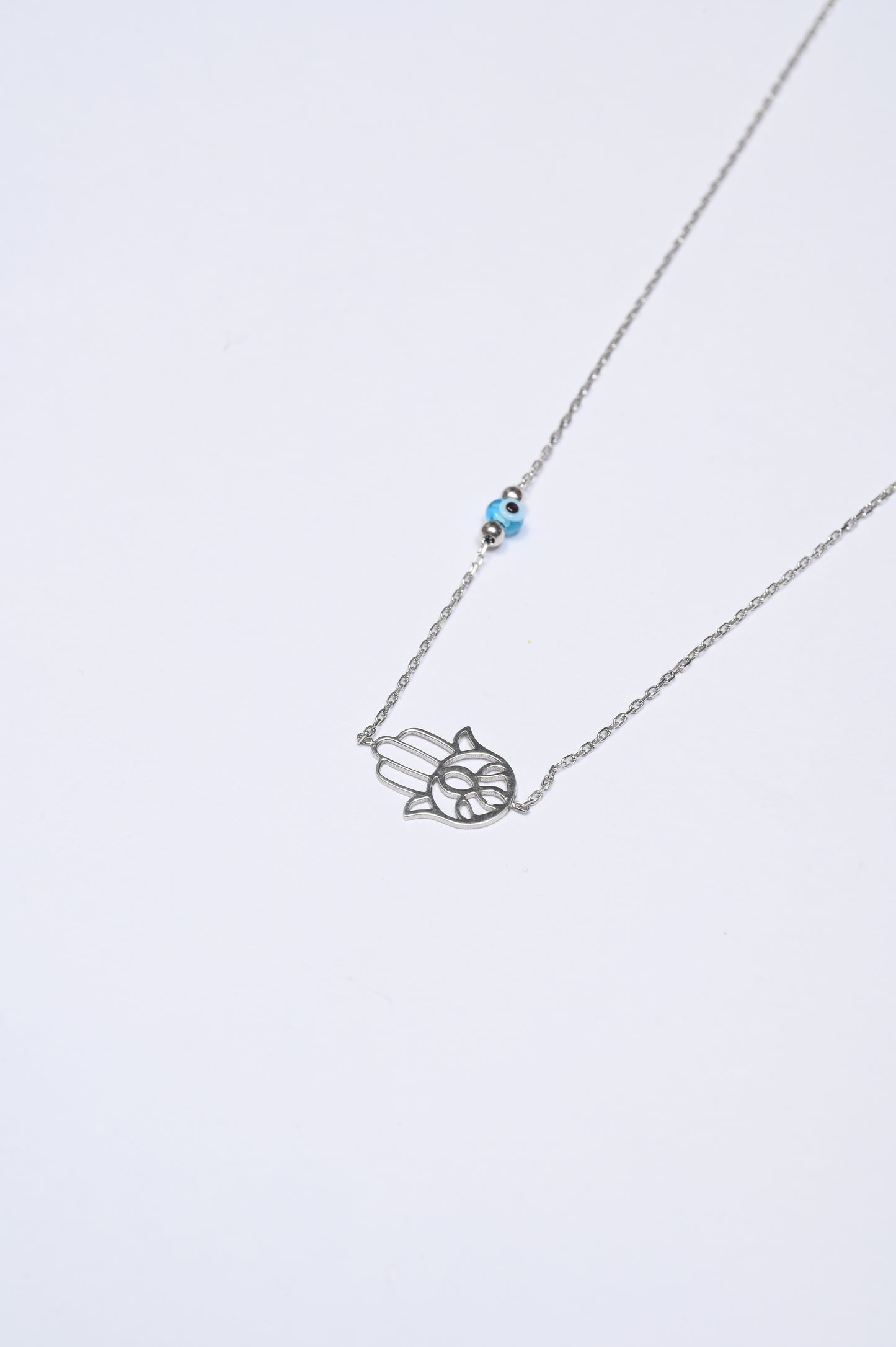Grace Hamsha Minimal Evil Eye Charm Necklace