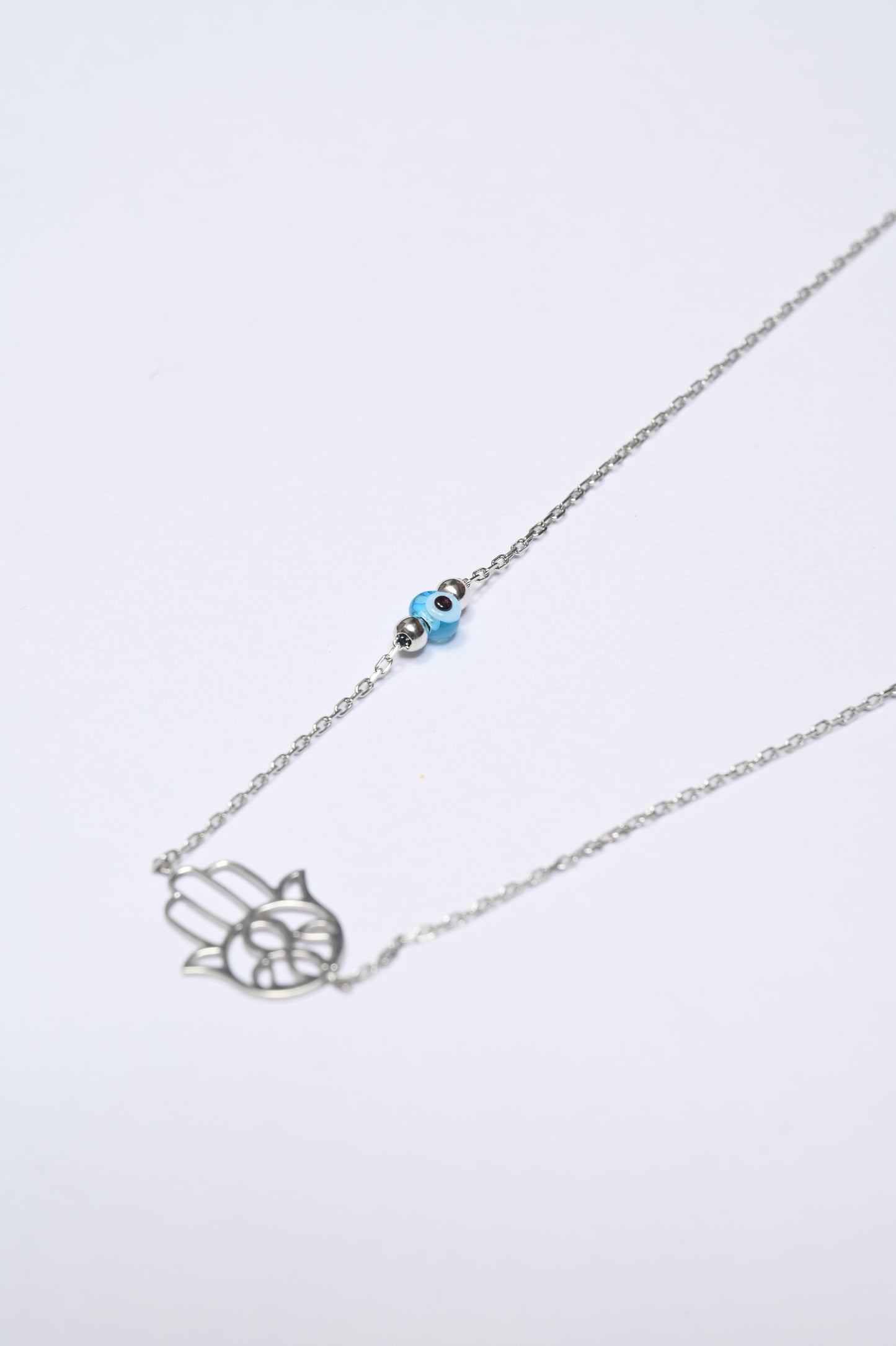 Grace Hamsha Minimal Evil Eye Charm Necklace