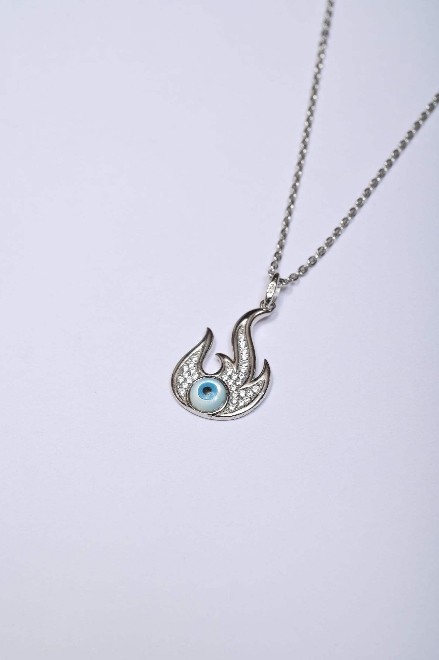 Fiery Evil Eye 925 Silver Necklace
