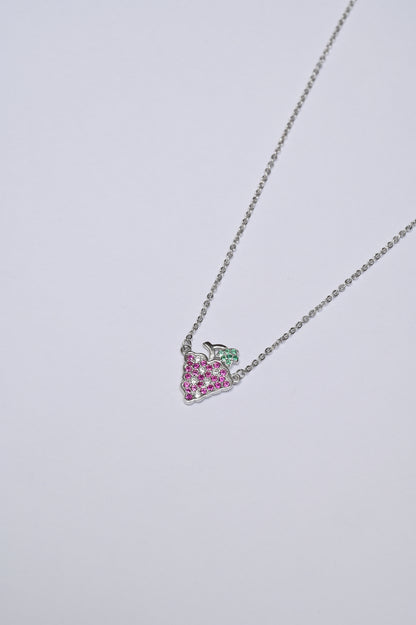 Tangy Grape Pink Zircon 925 Silver Necklace