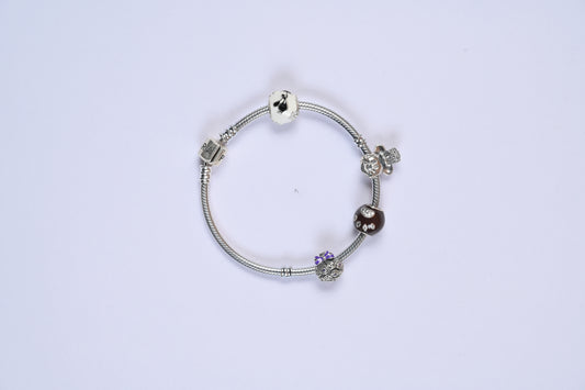 Cute Mickey 925 Silver Pandora With 3 Charms & Pandora Lock