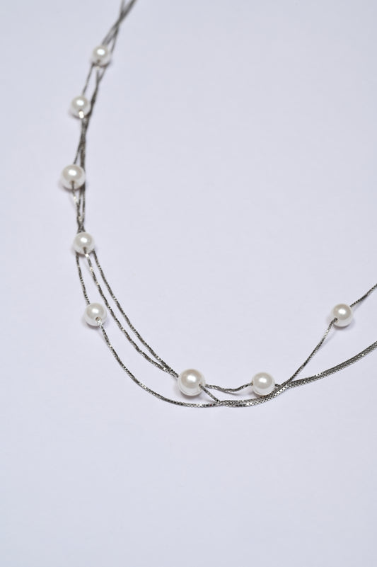 Stunning Pearl Links 925 Silver Necklace