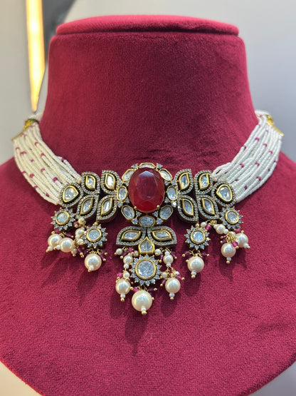 Gold Plated Polki Necklace