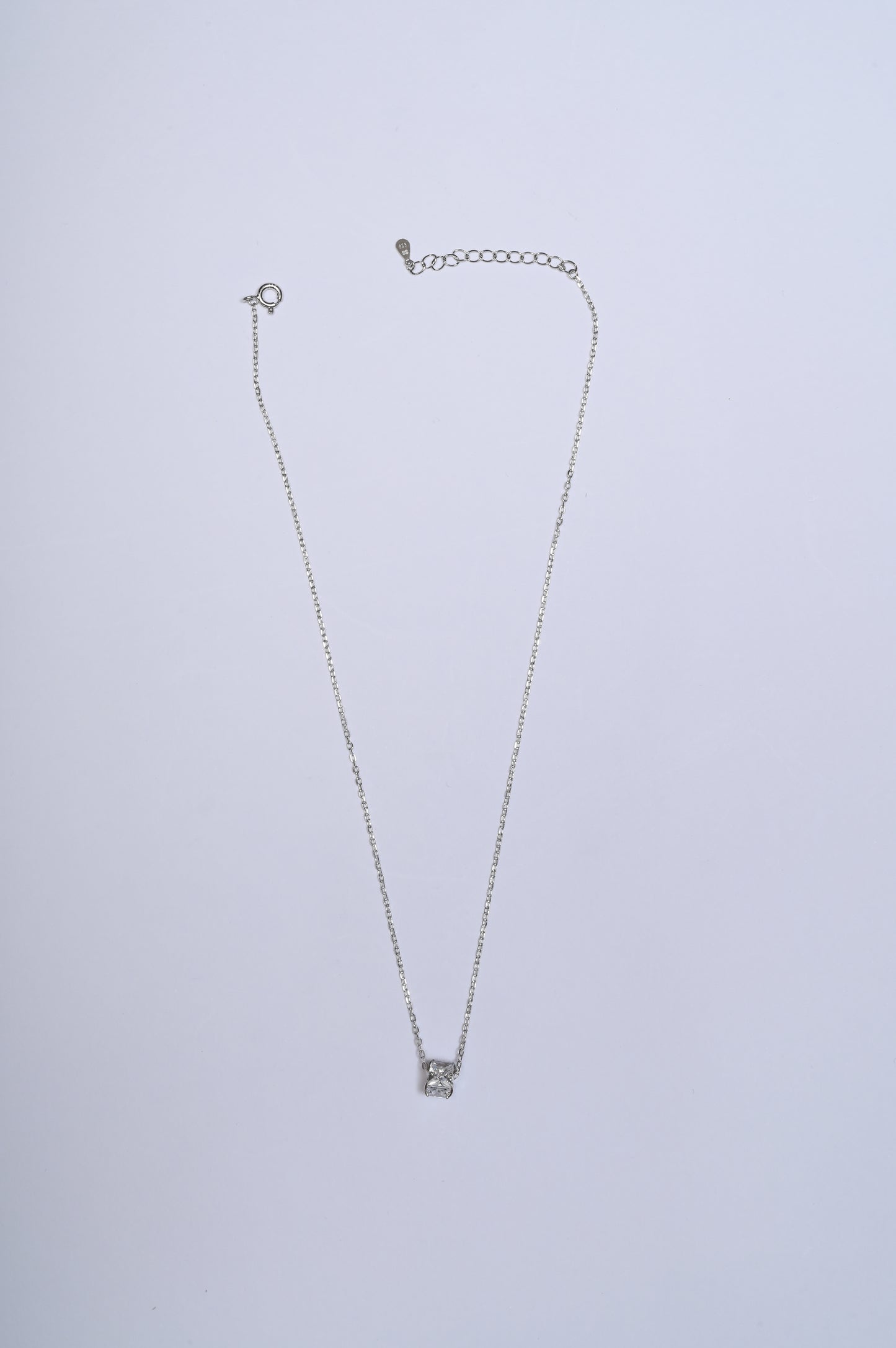 Revolving Square Solitaire 925 Silver Necklace