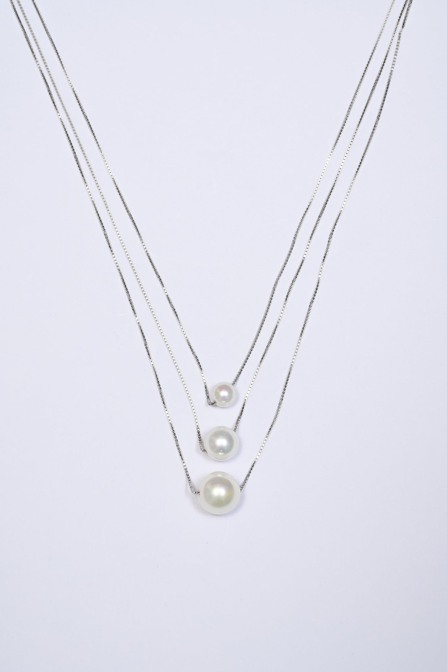 Triple Layer Fresh Water Pearl 925 Silver Necklace