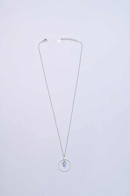 Hamsha Evil Eye Ring 925 Silver Necklace