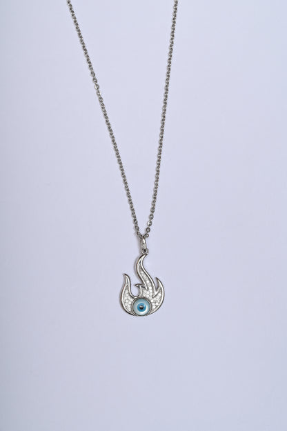 Fiery Evil Eye 925 Silver Necklace