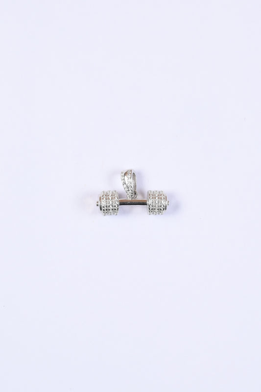 Dumbbell Diamond Studded 925 Silver Pendant