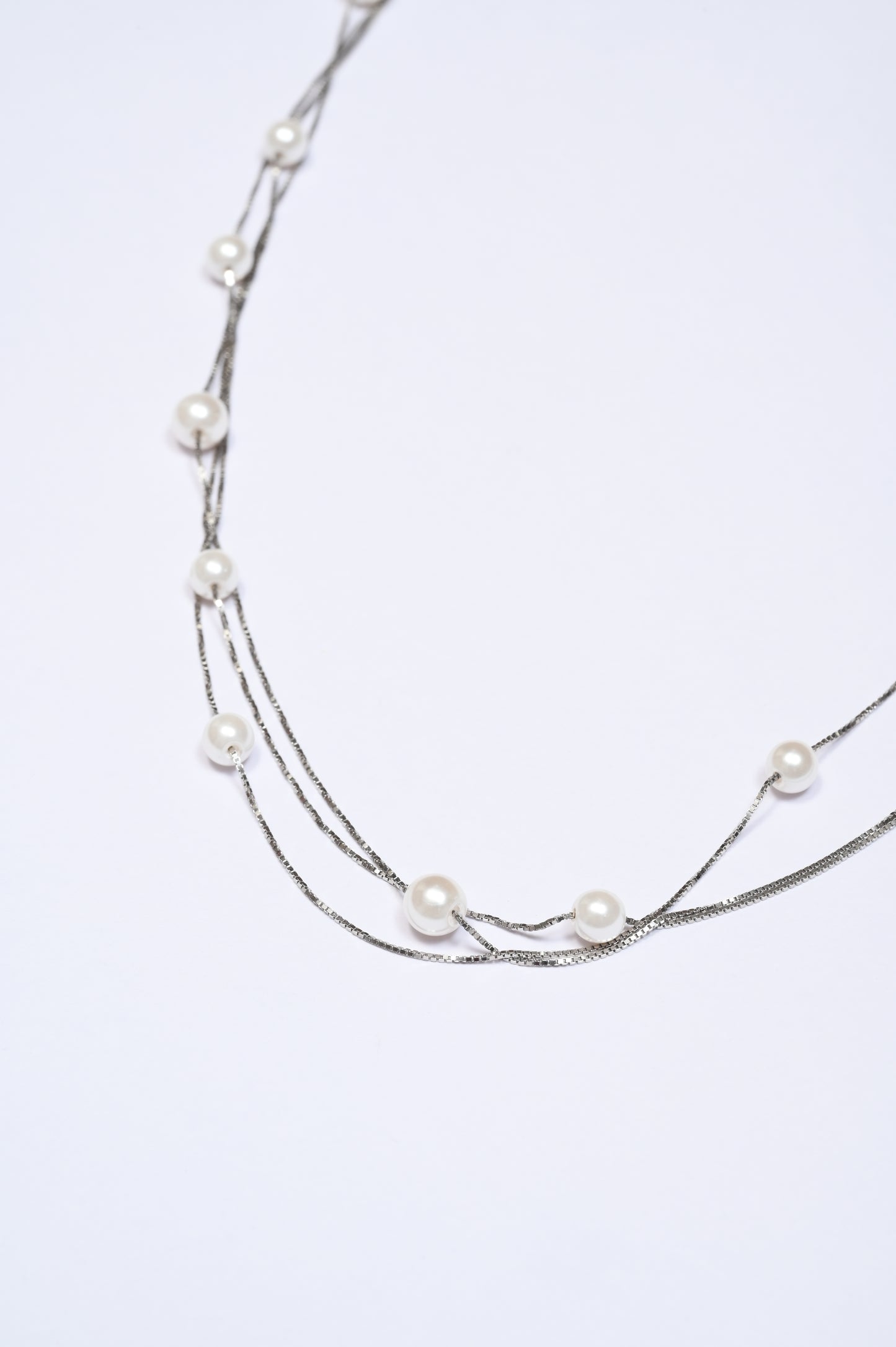 Stunning Pearl Links 925 Silver Necklace