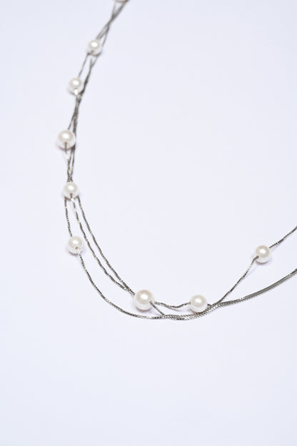 Stunning Pearl Links 925 Silver Necklace