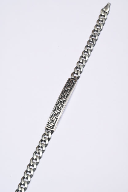 Wavy Antique-Oxodised Finish 925 Silver Cuban Bracelete