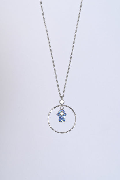 Hamsha Evil Eye Ring 925 Silver Necklace