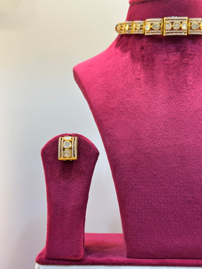 Gold Plated Uncut Polki Necklace