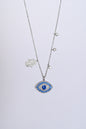 Evil Eye Studded 925 Silver Charm Necklace