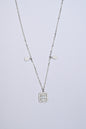 Dropping Square Necklace With Press Chain