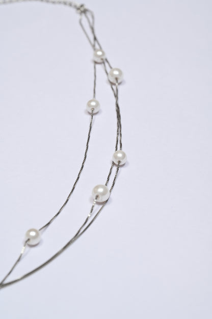 Stunning Pearl Links 925 Silver Necklace