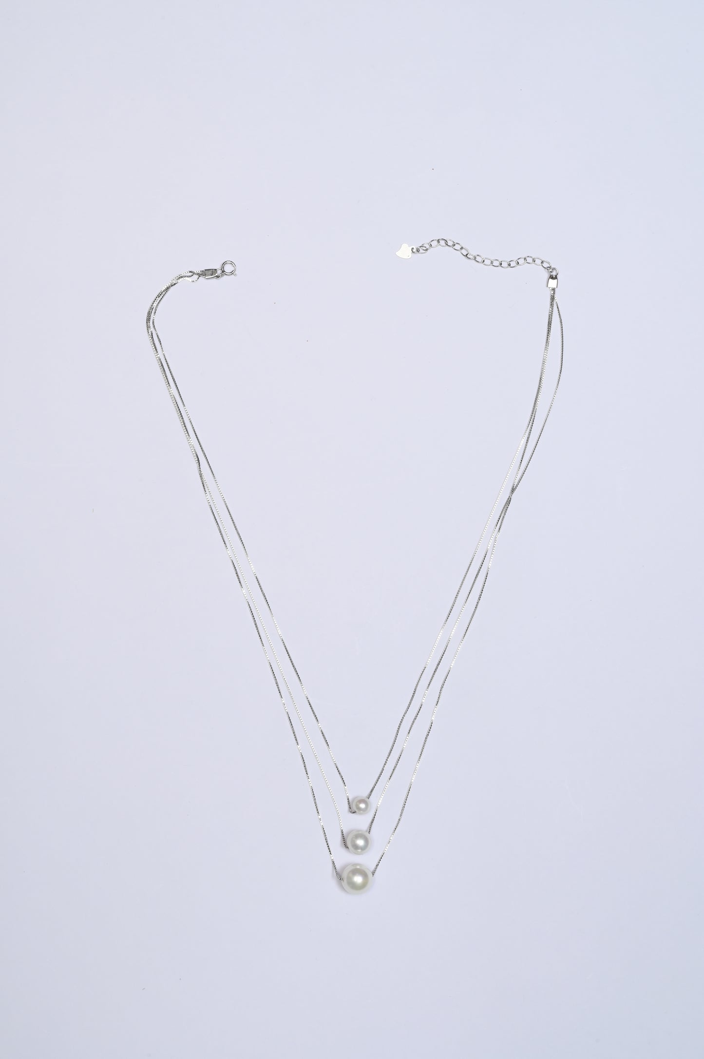 Triple Layer Fresh Water Pearl 925 Silver Necklace