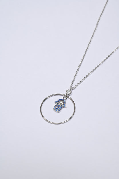 Hamsha Evil Eye Ring 925 Silver Necklace