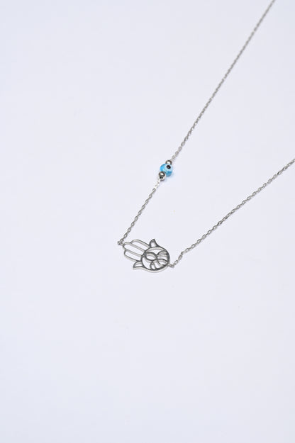 Grace Hamsha Minimal Evil Eye Charm Necklace