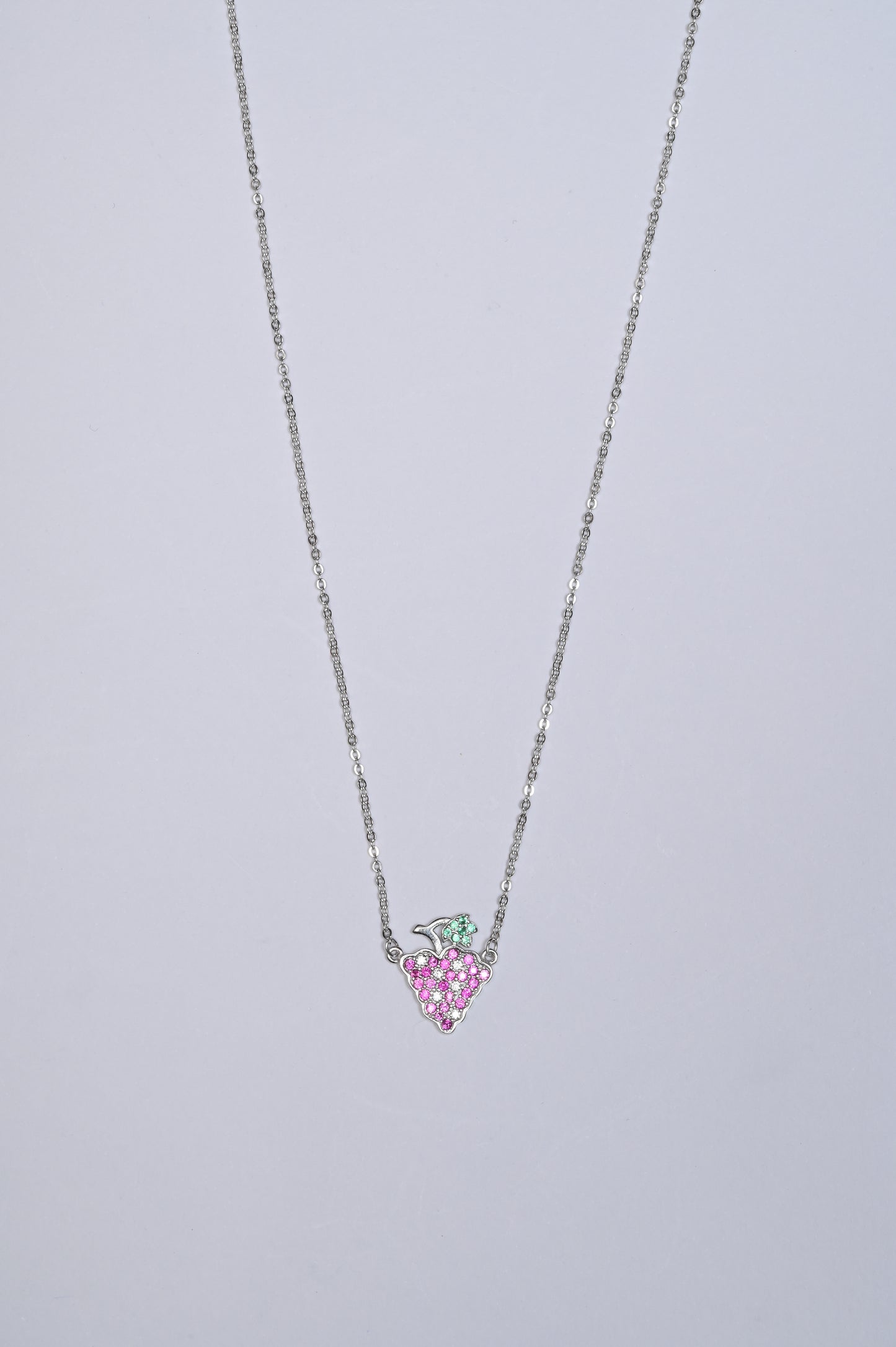 Tangy Grape Pink Zircon 925 Silver Necklace