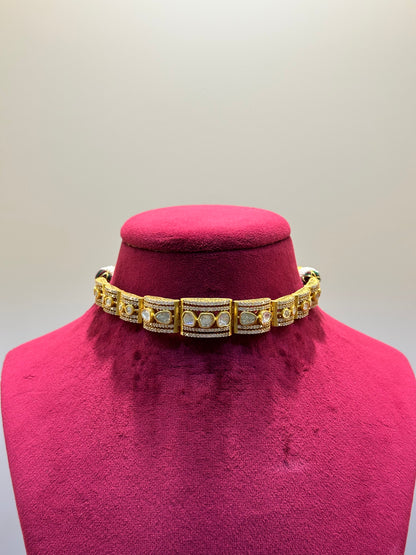 Gold Plated Uncut Polki Necklace