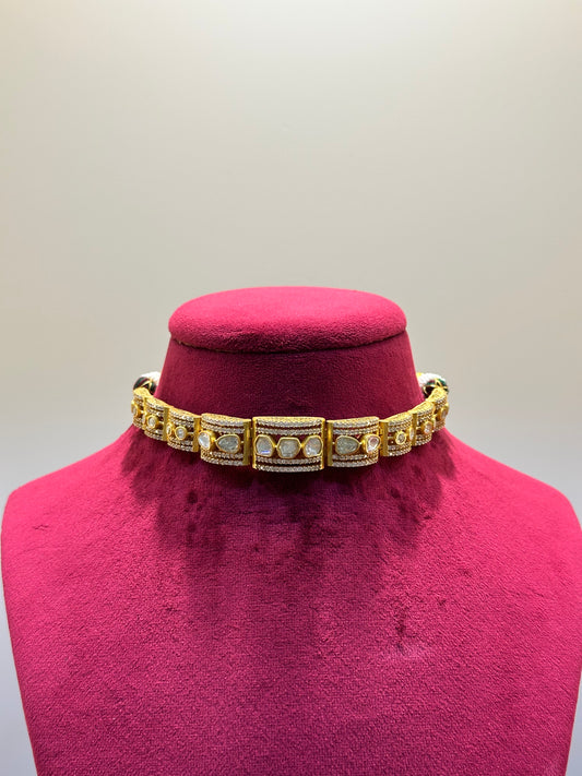 Gold Plated Uncut Polki Necklace