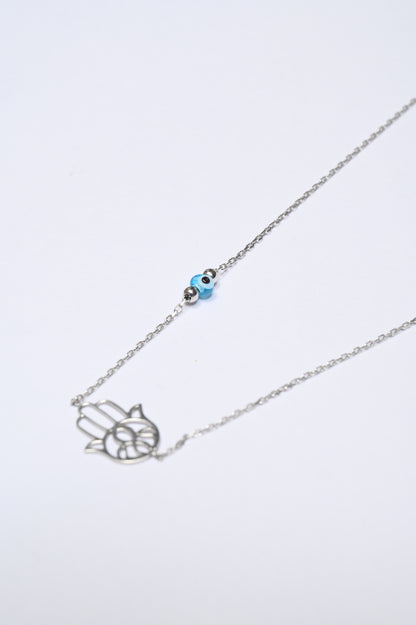Grace Hamsha Minimal Evil Eye Charm Necklace