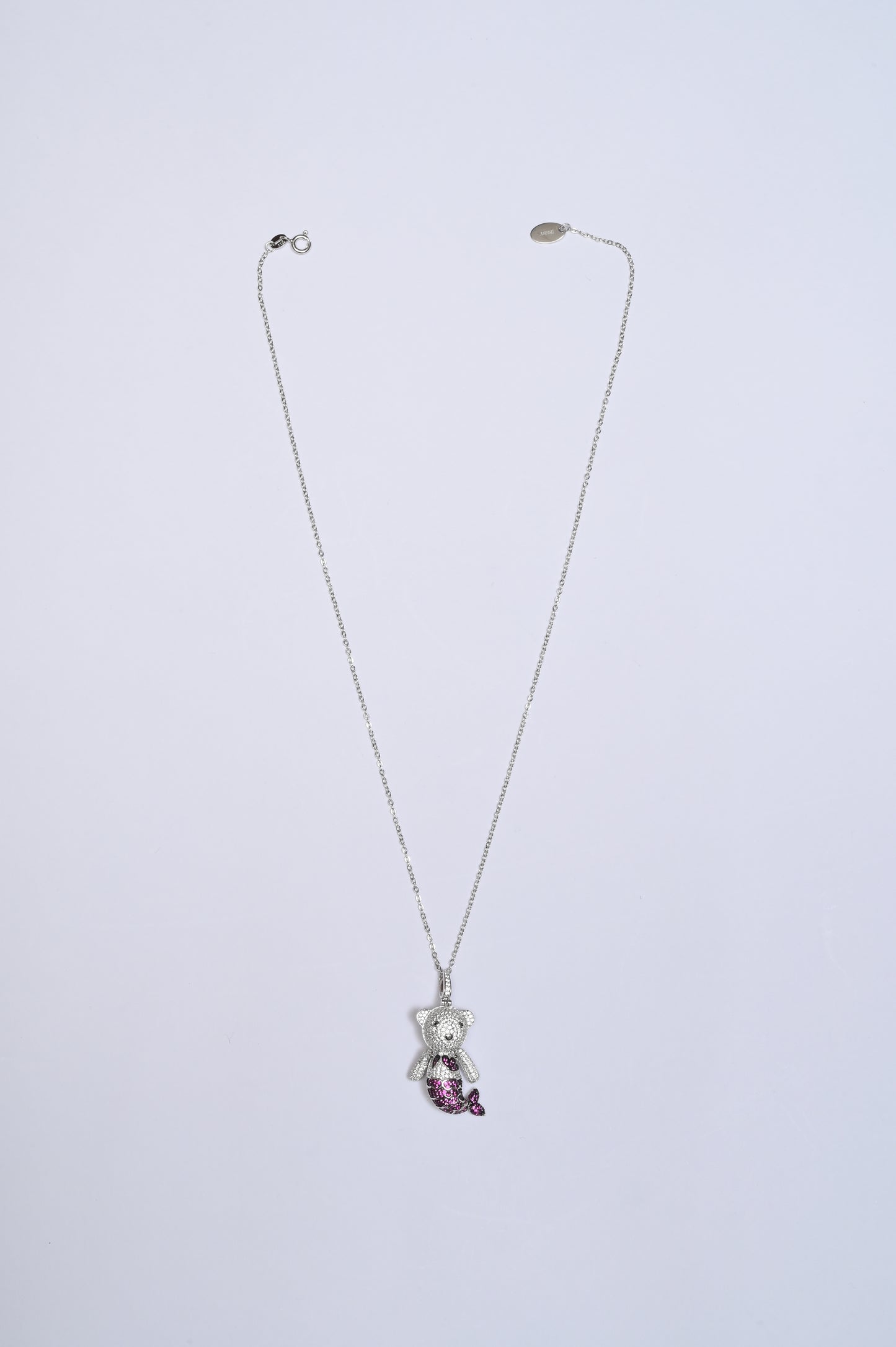 Fishy Pink Teddy Bear 925 Silver Necklace
