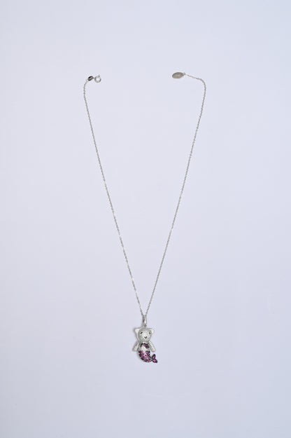 Fishy Pink Teddy Bear 925 Silver Necklace