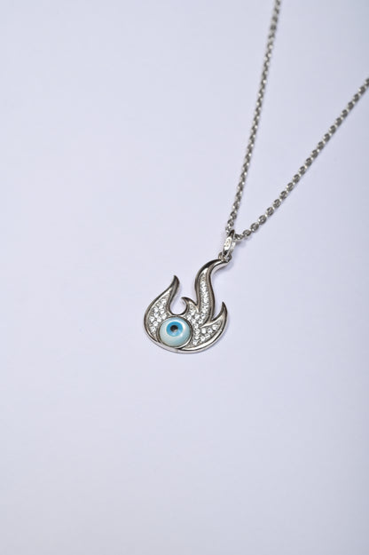 Fiery Evil Eye 925 Silver Necklace