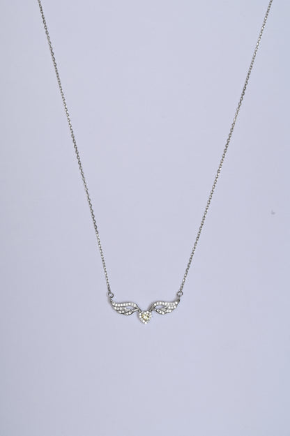 Winged Yellow Solitaire Heart 925 Silver Necklace