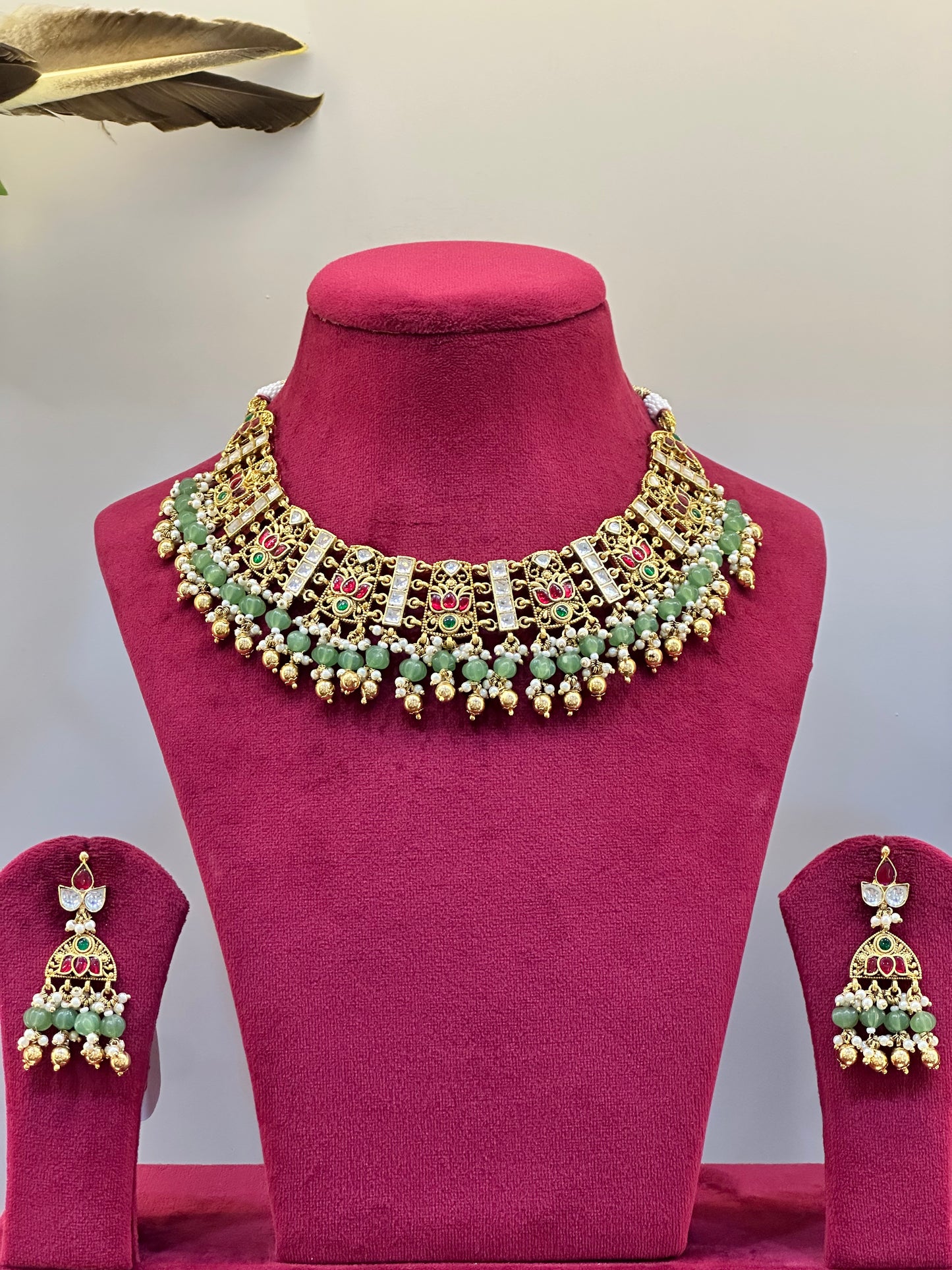 Gold Plated Jadau Necklace