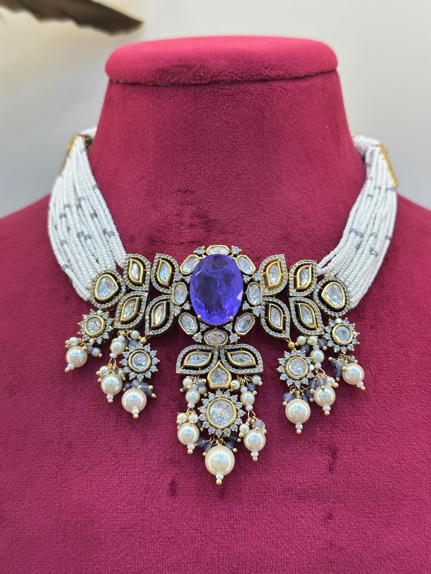 Gold Plated Uncut Polki Necklace