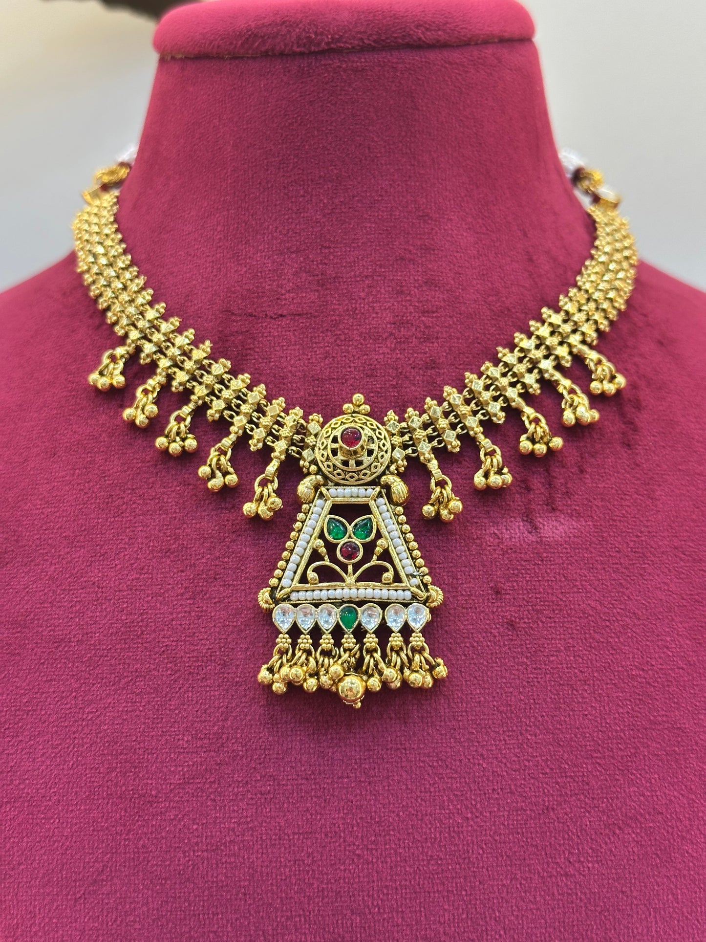 Gold Plated Jadau Necklace